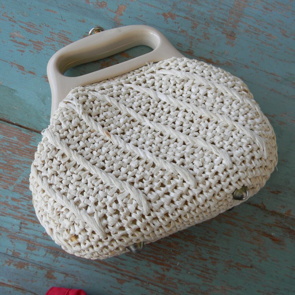 Vintage Italian Forsum Purse Staw CLUTCH ITALY WOVEN Lined SMALL Handbag